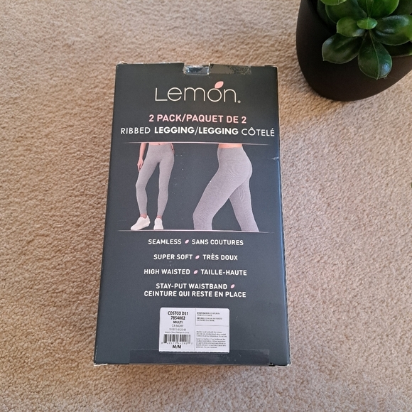 Lemon Ribbed Leggings 2-Pack Women's Size Medium Brown Gray New In Box - Picture 9 of 13